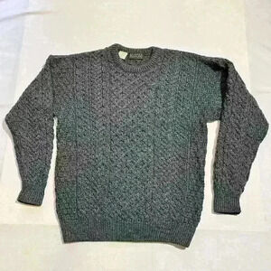 Vintage Blarney Woollen Mills Sweater Wool Fisherman Cable Knit Mens Small